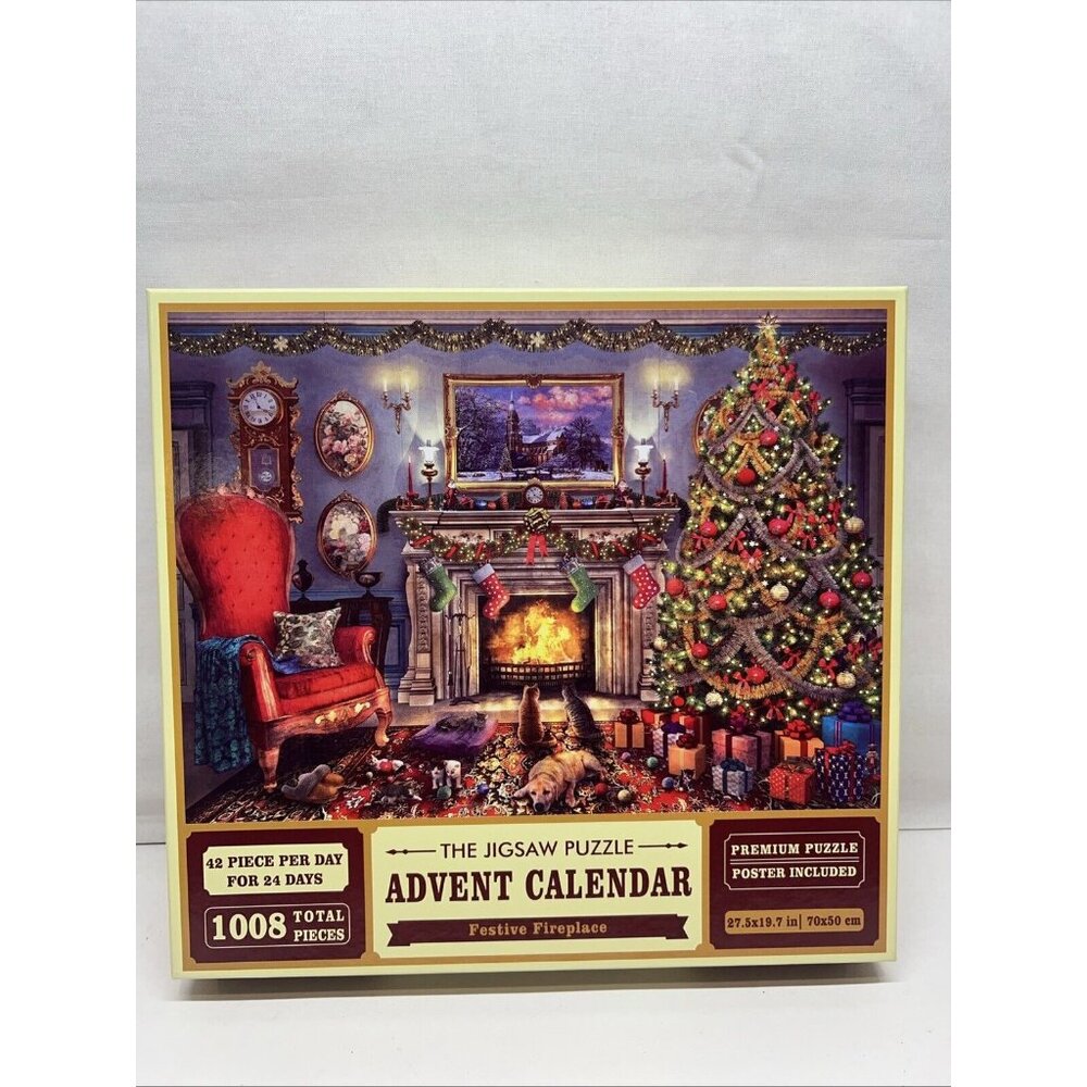 The Jigsaw Puzzle  Advent Calendar  FESTIVE FIREPLACE 1008 Pieces 42 pcs a day
